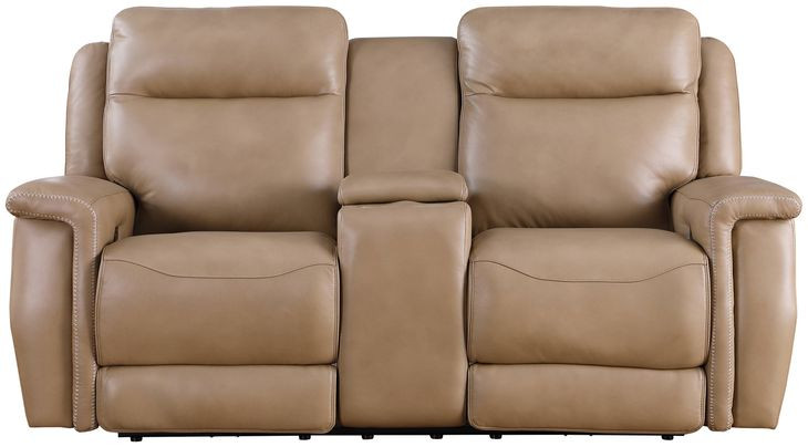 Fischer Saddle Leather 77" Zero Gravity Power Reclining Console Loveseat with Power Headrest and USB Charging