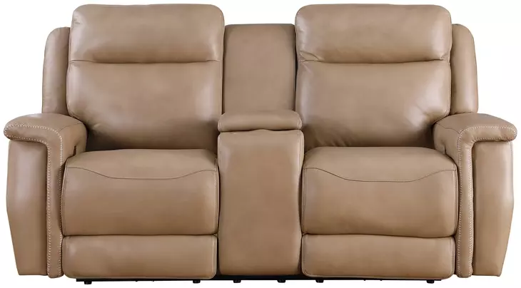 FinesseCraft Saddle Leather 77" Zero Gravity Power Reclining Console Loveseat with Power Headrest and USB Charging