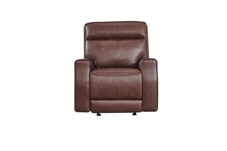 Sydney Brown Heritage Leather Glider Power Recliner with Power Headrest and USB Charging