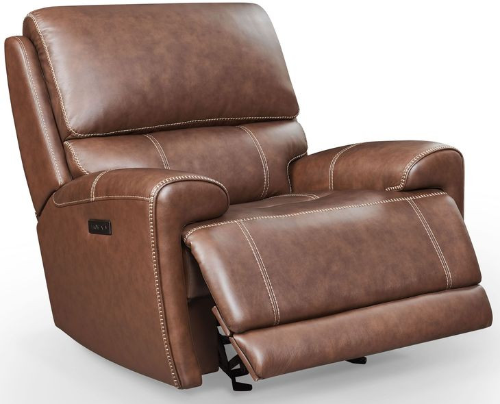 Hemsleigh Brown Coffee Leather Glider Power Recliner with Power Headrest