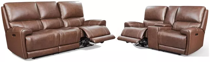 Hemsleigh Brown Coffee Zero Gravity Power Reclining Living Room Set with Power Headrest and USB Charging