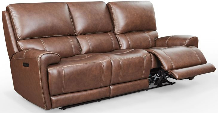 Highland Brown Coffee Leather Power Reclining Living Room Set with Power Headrest