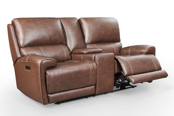 Highland Brown Coffee Leather 79" Zero Gravity Power Reclining Console Loveseat with Power Headrest and USB Charging