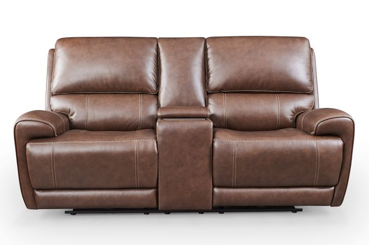 Highland Brown Coffee Leather 79" Zero Gravity Power Reclining Console Loveseat with Power Headrest and USB Charging