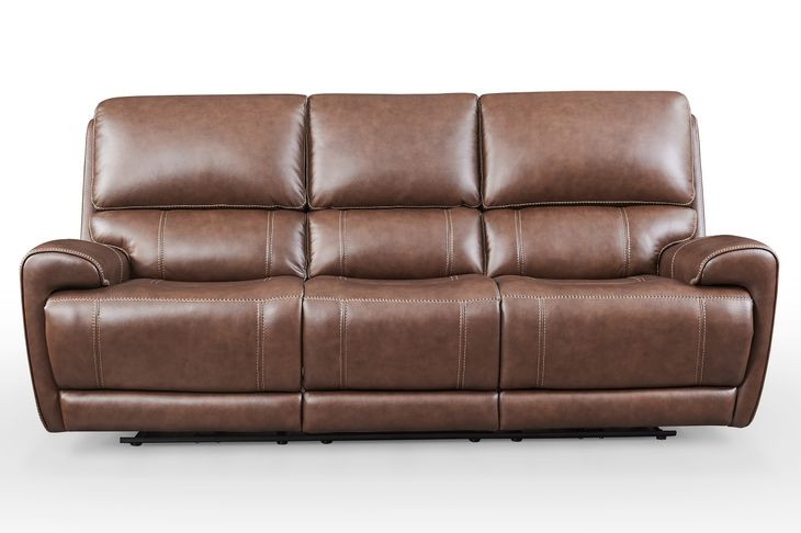 Highland Brown Coffee Leather 90" Zero Gravity Power Reclining Sofa with Power Headrest and USB Charging