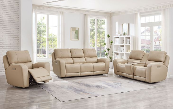 Bel Vista Taupe Leather Zero Gravity Power Reclining Living Room Set