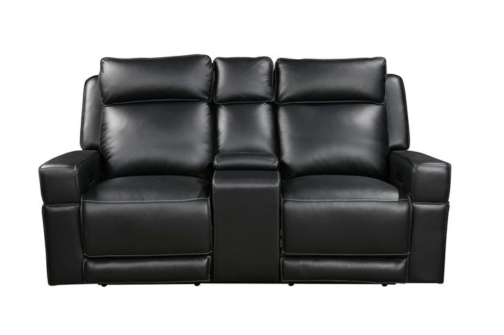 Valley Black Leather 73" Zero Gravity Power Reclining Console Loveseat with Power Headrest and USB Charging