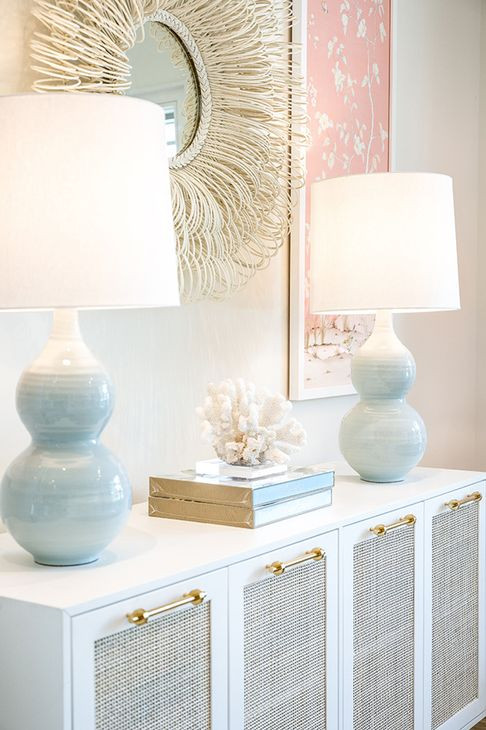 Macon Matte White and Gold Lacquer 4 Door Cabinet