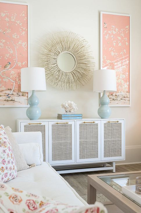 Macon Matte White and Gold Lacquer 4 Door Cabinet