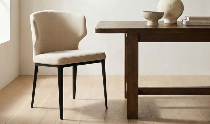 Delaney Warm Beige Performance Fabric Upholstered Dining Chair Set of 2