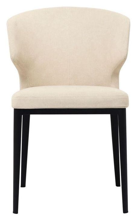 Delaney Warm Beige Performance Fabric Upholstered Dining Chair Set of 2