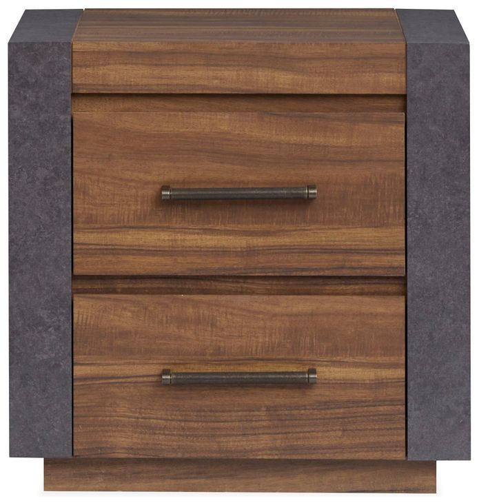 Jensen Tavern Brown and Gray 2 Drawer Nightstand with USB Charging