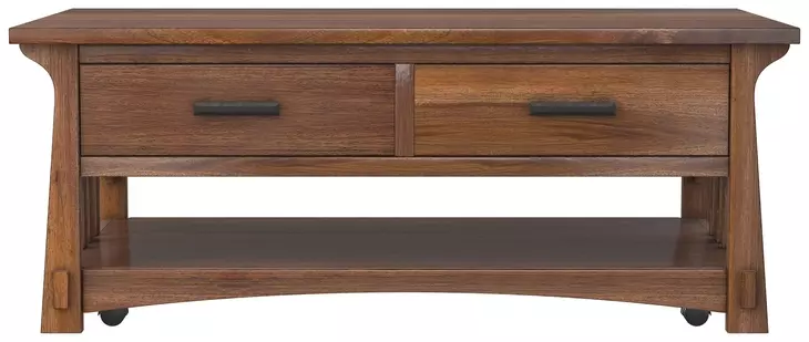 Eldora Saddle Brown Rectangular Cocktail Table with Casters