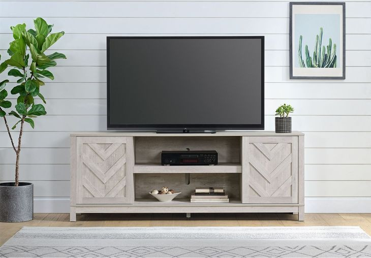 Holmes White 70" TV Stand With Sliding Door