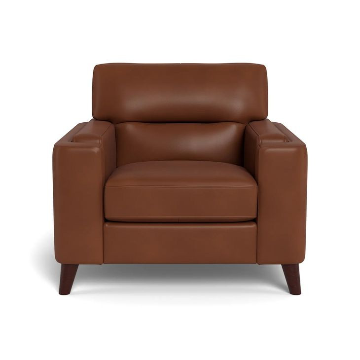 Elwyn Pecan Leather Upholstered Accent Chair