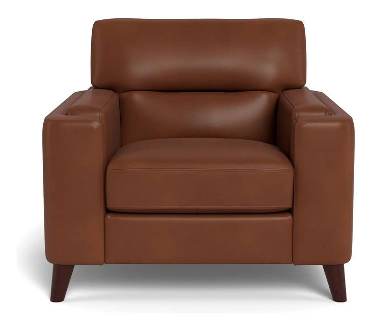 Elwyn Pecan Leather Upholstered Accent Chair