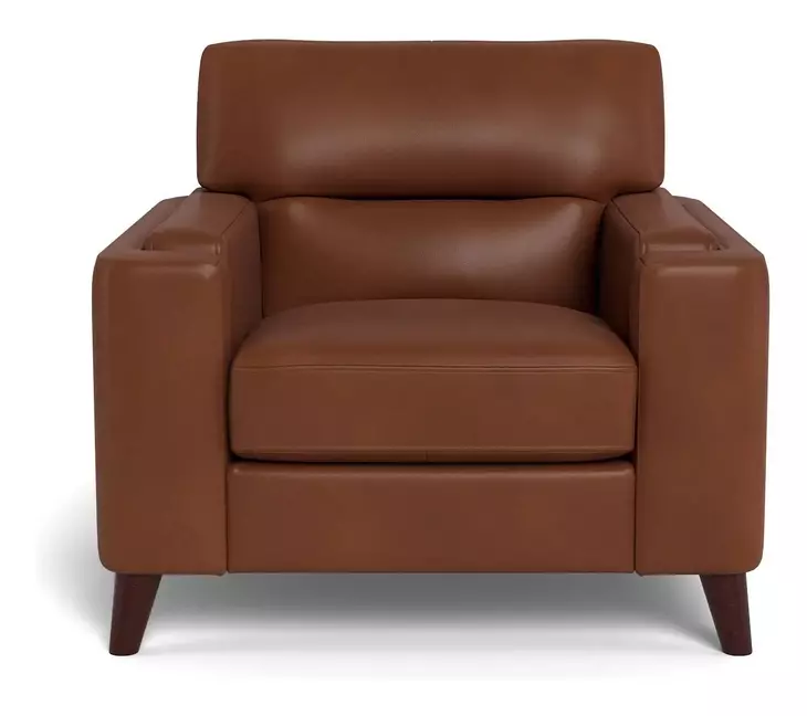 Elwyn Pecan Leather Upholstered Accent Chair