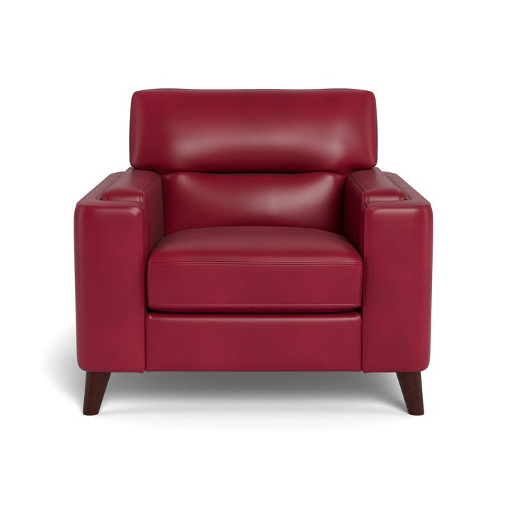 Elwyn Cranberry Leather Upholstered Accent Chair