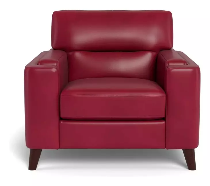 Elwyn Cranberry Leather Upholstered Accent Chair