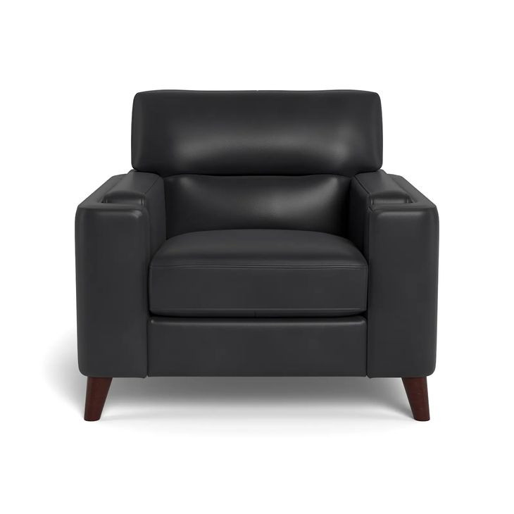 Elwyn Black Leather Upholstered Accent Chair