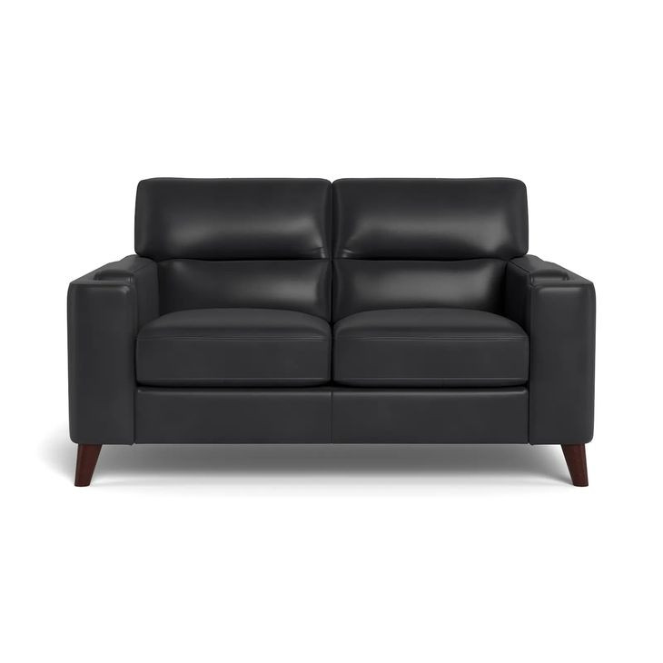 Elwyn Black Leather 64" Loveseat