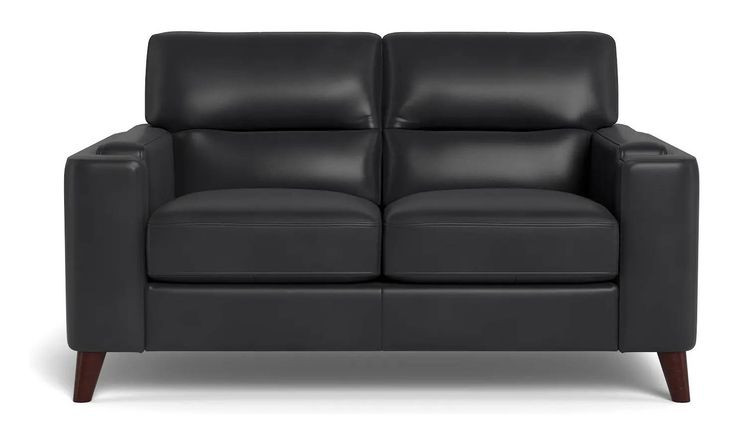 Elwyn Black Leather 64" Loveseat
