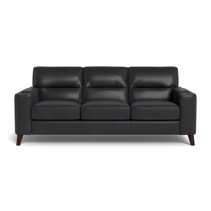 Elwyn Black Leather 87" Sofa