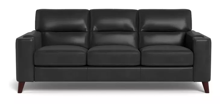 Elwyn Black Leather 87" Sofa