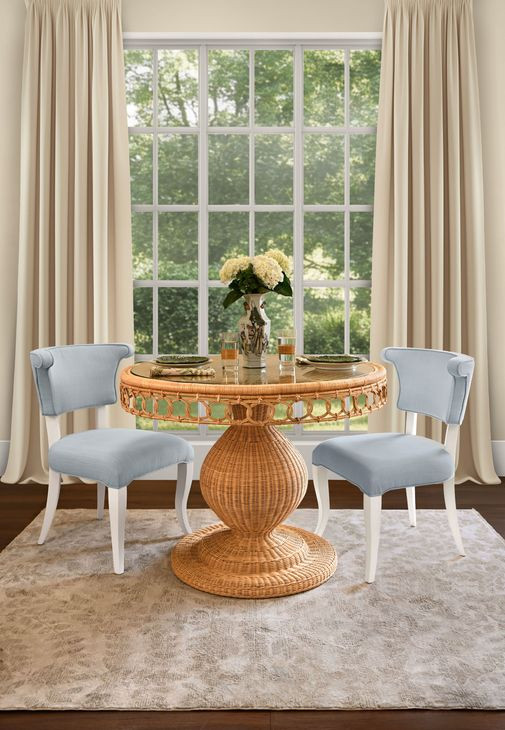 Gabrielle Brown 60" Round Glass Top Dining Table