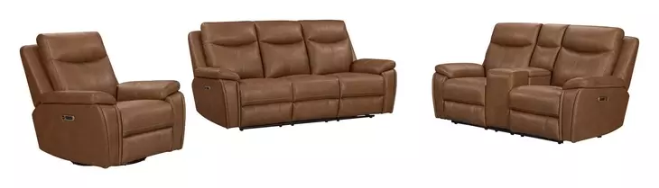 Veracruz Vintage Tan Leather Zero Gravity Dual Power Reclining Living Room Set with USB Charging