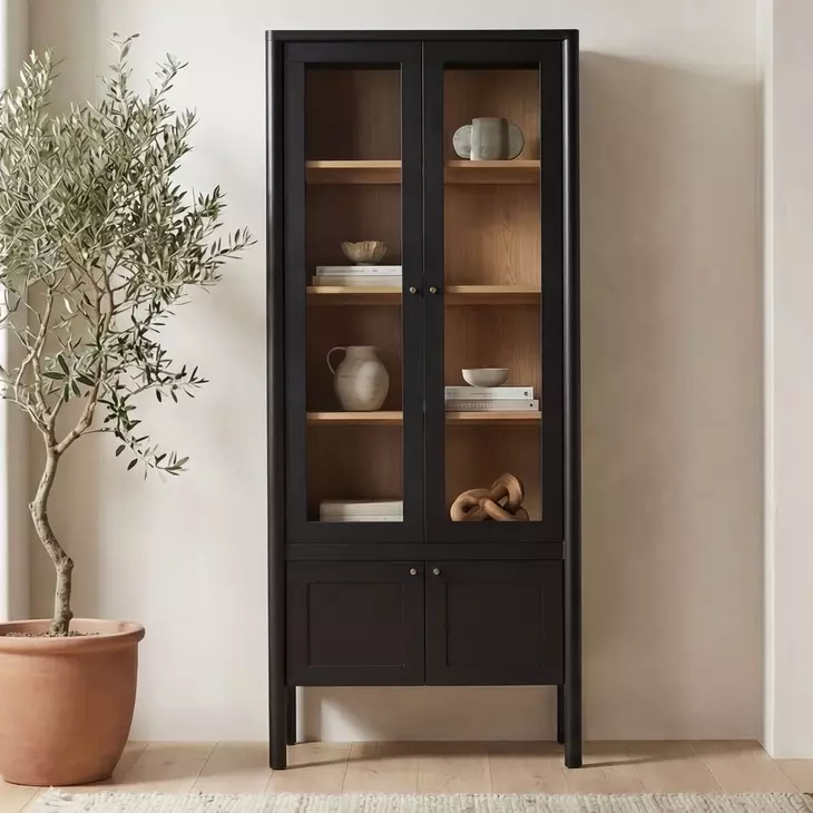 Hannah Black 4 Glass Door Tall Cabinet