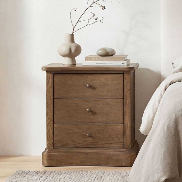 Clarence Warm Brown 3 Drawer Nightstand
