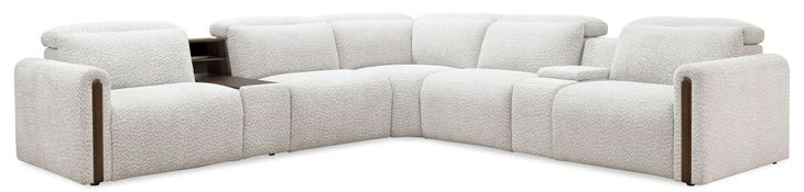 Anaheim White Performance Fabric 7 Piece Modular Power Reclining Sectional with Power Headrest