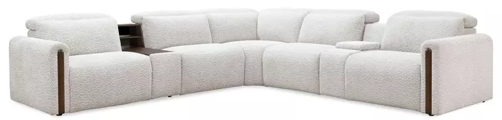 Anaheim White Performance Fabric 7 Piece Modular Power Reclining Sectional with Power Headrest