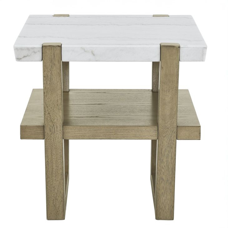 Perth White Square Marble Top End Table
