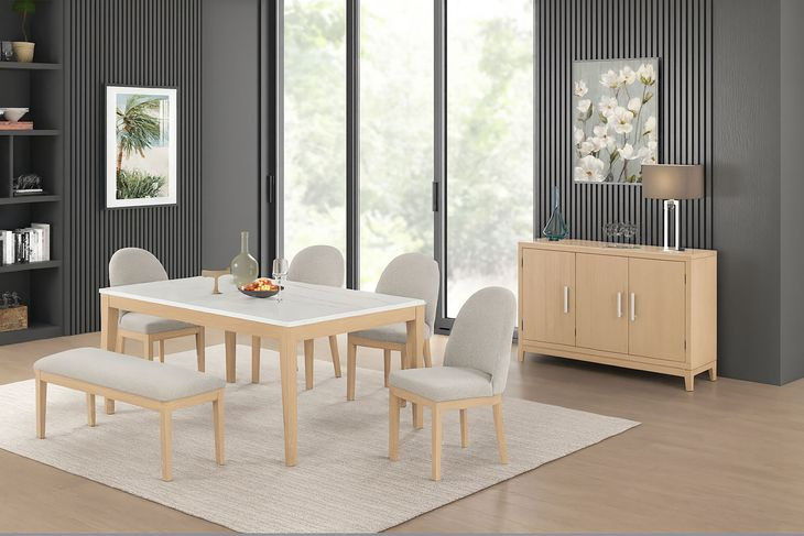 Essence Natural and White 3 Door Marble Top Server