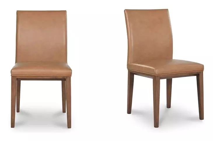 Frankie Tan Leather Upholstered Dining Chair Set of 2