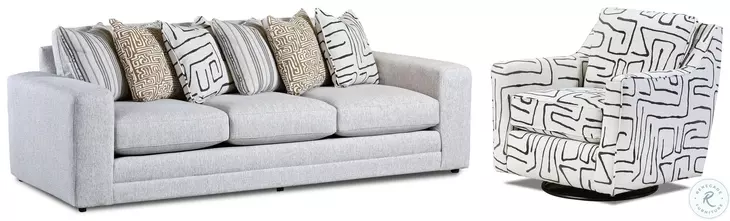 Durango Pewter Off White Performance Fabric Living Room Set