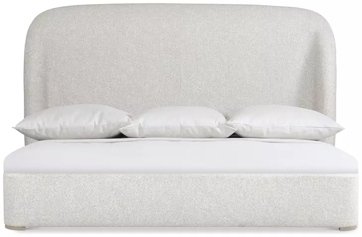 Loggia Aria and Beige Performance Fabric California King Upholstered Shelter Bed