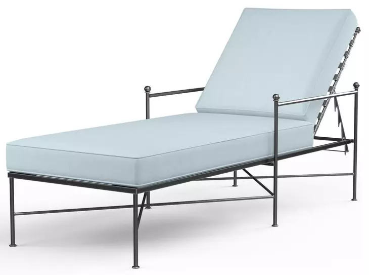 Provence Canvas Skyline 79" Outdoor Chaise Lounge with Self Welt