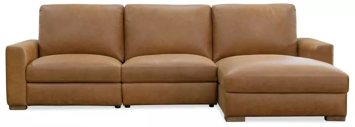 Live Beautifully Brown Leather 3 Piece Modular Power Reclining Optimus Sectional with Power Headrest