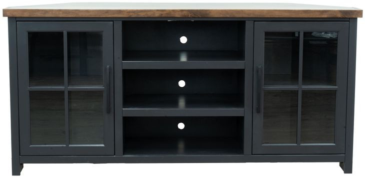 Essex Black and Whiskey 67" Corner TV Stand