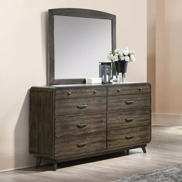 Rex Walnut Rectangular Dresser Mirror