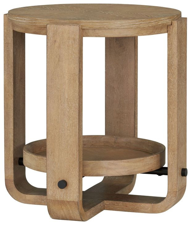 Escape Glazed Natural Oak Round End Table