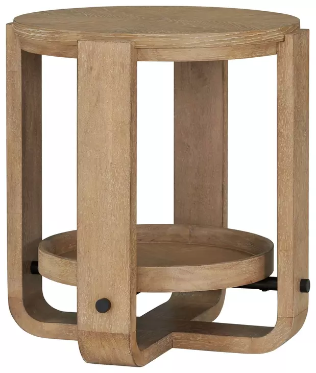 Escape Glazed Natural Oak Round End Table