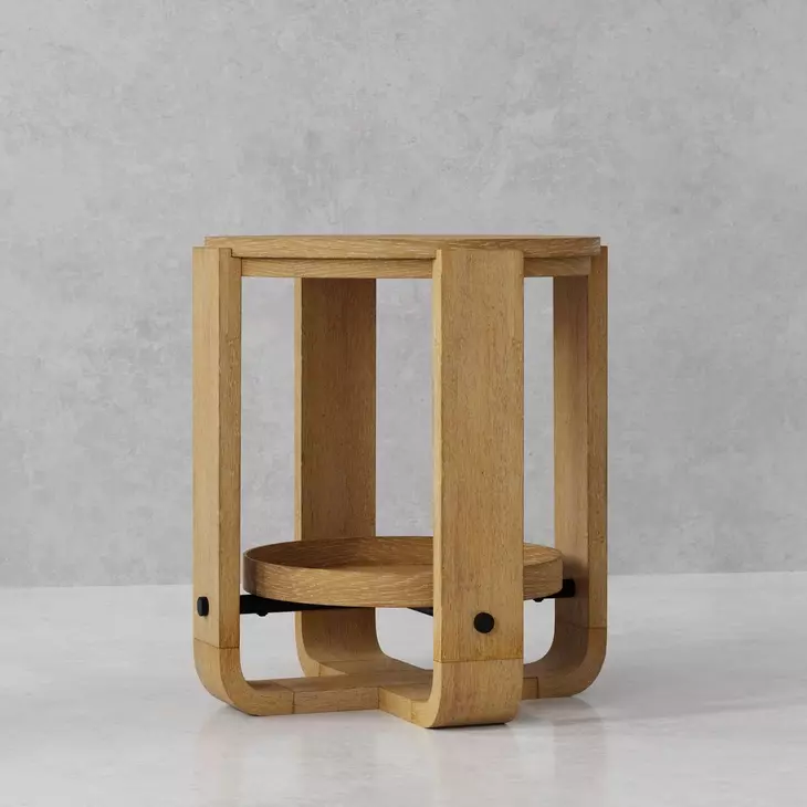 Escape Glazed Natural Oak Round End Table