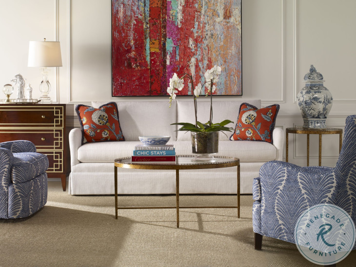 Logan Glass And Warm Gold Leaf Brass Round Chairside Table