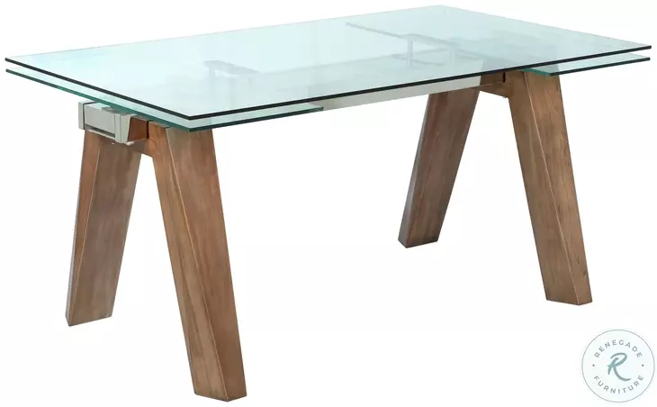 Esther Clear Glass And Walnut Extendable Dining Table