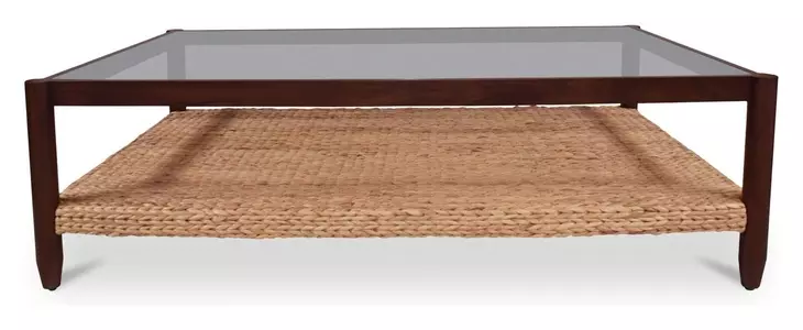 Beth Brown Rectangular Glass Top Coffee Table