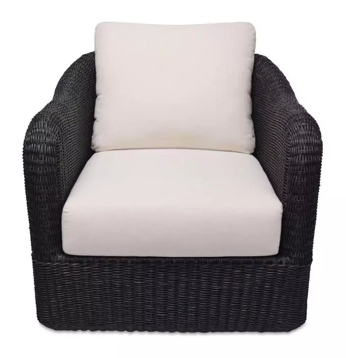 Bodhi Charcoal and White Upholstered Outdoor Swivel Accent Chair